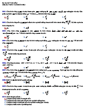 20 câu hỏi trắc nghiệm cơ bản Toán 12